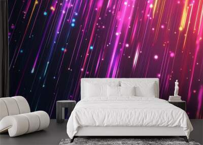 Futuristic striped panorama background design featuring vibrant lights in a line art illustration style Wall mural