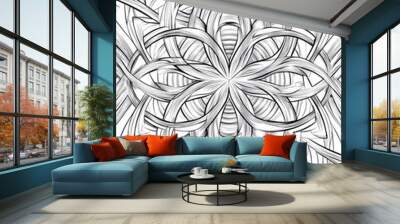 Intricate line art illustration of a geometric pattern featuring an abstract design suitable for fabric and textile applications Wall mural