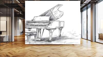 Line art illustration featuring a minimalist piano design suitable for wallpaper Wall mural