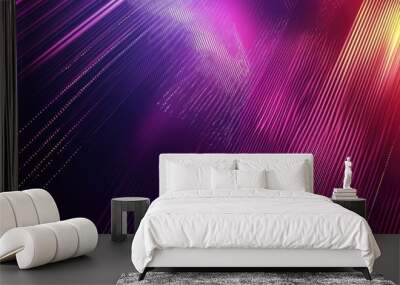 Line art illustration featuring a modern luxurious and minimalist design with a futuristic digital abstract purple background enhanced by vibrant diagonal lines for a dynamic effect suitable for p Wall mural