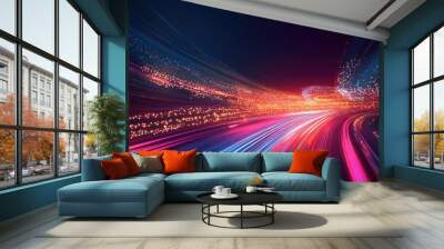 Line art illustration featuring dynamic light trails Wall mural