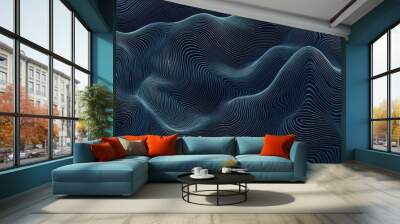 Line art illustration of a computer generated wavy abstract backdrop Wall mural