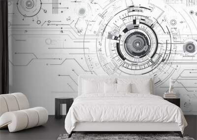 Line art illustration of a modern engineering technology background designed as clip art Wall mural