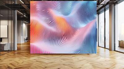 Line art illustration of a smooth abstract architectural background featuring colorful gradient lines 3D rendering and visual design Wall mural