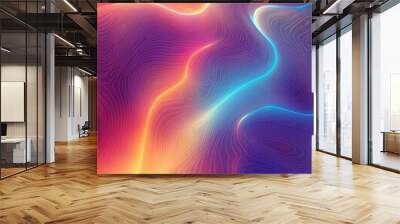 Line art illustration of abstract light distribution featuring colorful gradient designs ideal for creating a visually appealing backdrop or background in fantasy art Wall mural