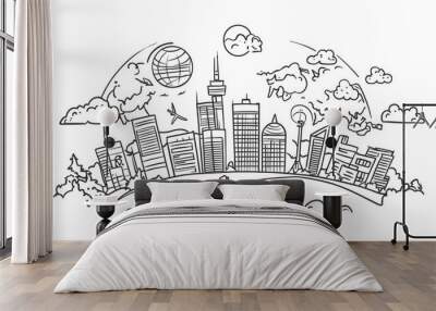 One continuous line illustration depicting the concept of World Standards Day Wall mural