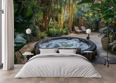 Outdoor jacuzzi in a private garden setting Wall mural