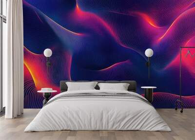 Vibrant abstract background featuring dynamic futuristic shapes in a line art style Wall mural