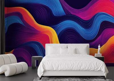 Vibrant and colorful abstract background illustration in a line art style Wall mural