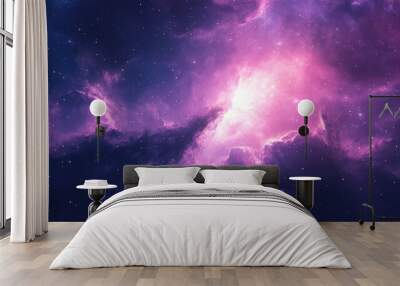 Vibrant cosmic nebula with a starry night sky showcasing the beauty of the universe and astronomical wonders Wall mural