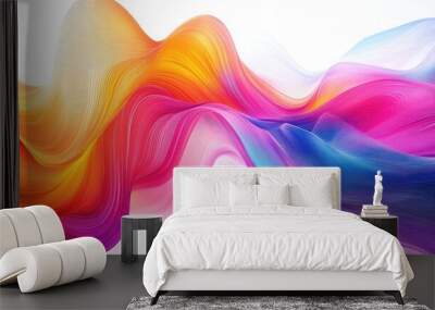 Vibrant line art illustration featuring shiny colors against a white backdrop conveying a sense of movement Wall mural