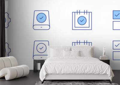 Checkmark icon set in two styles, Duotone and Thin Line style. Editable stroke. check mark, select, correct, email, easy installation, data storage Wall mural