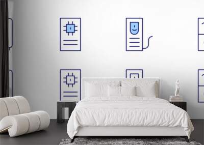 CPU icon set in two styles, Duotone and Thin Line style. Editable stroke. case, cpu Wall mural