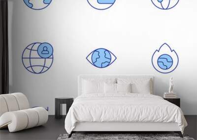 Global icons set. Line Duotone style, editable stroke. big data, eye, global, global education, global warming, humanitarian help, earth Wall mural