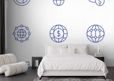 Global icons set. Thin Line style, editable stroke. astronomy, economy, global, earth, global economy, global network, worldwide Wall mural