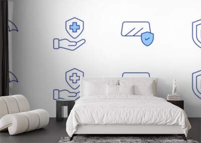 Insurance icon set in two styles, Duotone and Thin Line style. Editable stroke. family, insurance, hand, car Wall mural