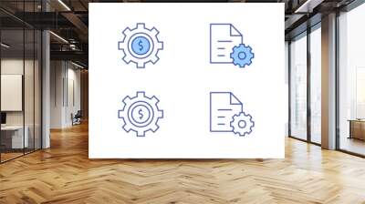 Setting icon set in two styles, Duotone and Thin Line style. Editable stroke. document, settings, restore settings, search, goal, cogwheel Wall mural