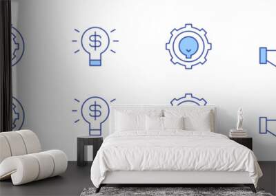 Solution icon set in two styles, Duotone and Thin Line style. Editable stroke. problem solving, settings, solution, solutions, idea, puzzle Wall mural