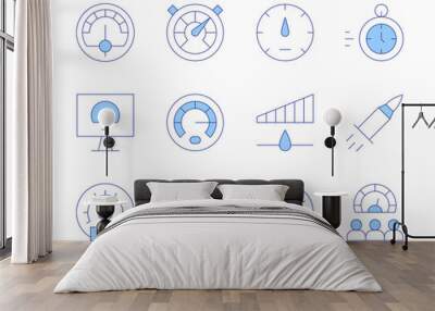 Speed icons. Line Duotone style, editable stroke. speedometer, speed, productivity, bullet, fast time, meter Wall mural