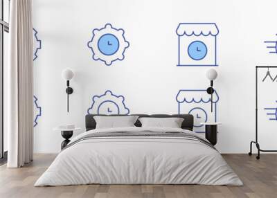 Time icon set in two styles, Duotone and Thin Line style. Editable stroke. shop, time, clock, time management Wall mural