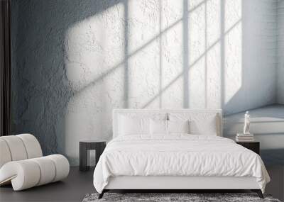 White Wall with Window Light and Shadows in a Corner Room Wall mural