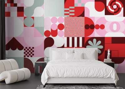 Bauhaus Aesthetics Graphics Art Made Vector Geometric Shapes And Abstract Forms Wall mural