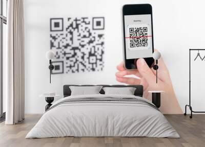 Capture QR code on mobile phone Wall mural