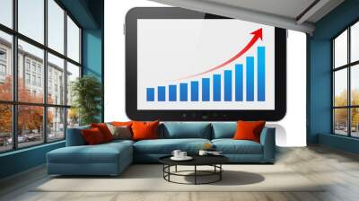 Digital Tablet Showing Success Graph Isolated Wall mural