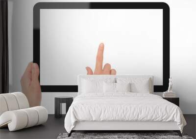 holding and point on tablet pc Wall mural