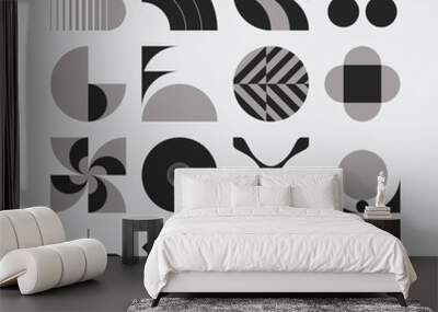 Logo Modernism Aesthetics Vector Abstract Shapes Collection Made With Minimalist Geometric Forms And Figures Wall mural