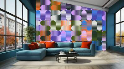 Seamless Pattern Vector Graphics Design Made With Abstract Geometric Shapes And Forms Wall mural