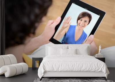 Video chat communication on digital tablet Wall mural