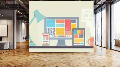 Web design development illustration Wall mural