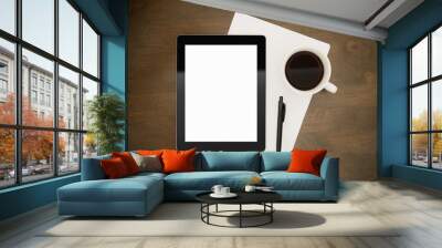 Workplace With Blank Digital Tablet Wall mural