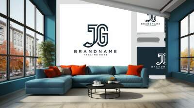 Initial Letter JG typography logo design vector with business card design Wall mural