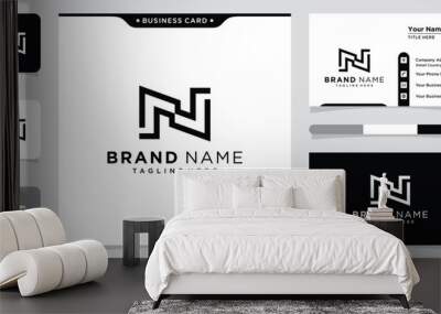 Initial Letter N Logo Design vector Template. Creative N Logo Design with business card design template Wall mural