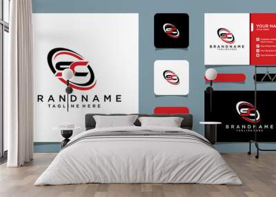 Initial letter template SC logo or CS logo in a circle with business card design template Wall mural