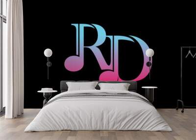 Initial RD letter with music vector logo. Vector Illustration Wall mural