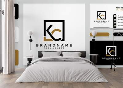 KC logo. Company logo. Monogram design. Letters K and C with business card design premium vector Wall mural