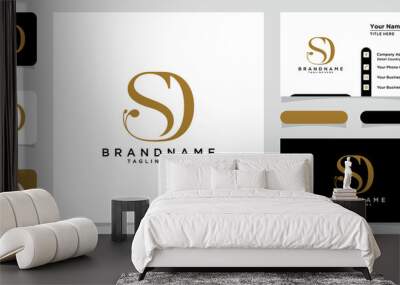 SD or DS Abstract initial monogram letter alphabet logo with business card design Wall mural