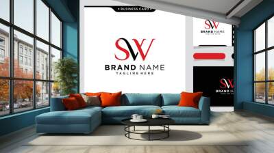 SW Letter Logo Design Template Vector Wall mural