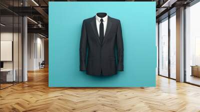 A business suit mock up black isolated on a blue background Wall mural