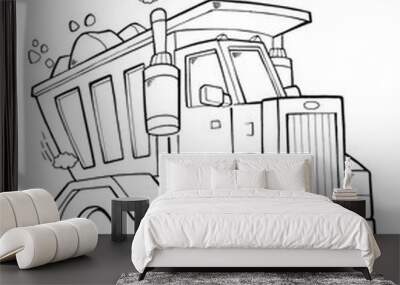 Cute Tough Dump Truck Vector Illustration Art Wall mural