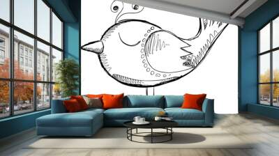 Sketch Doodle Bird Vector Wall mural