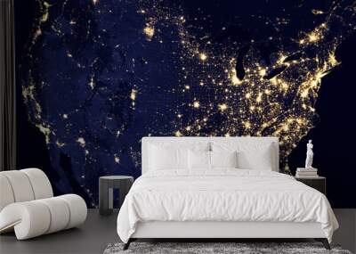 Lights during the night showing across the United States from space. Observations from space. The elements of this image furnished by NASA. Wall mural