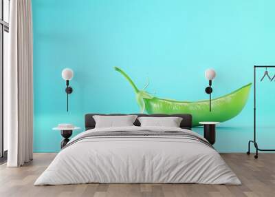 Pea isolated on a blue background Wall mural