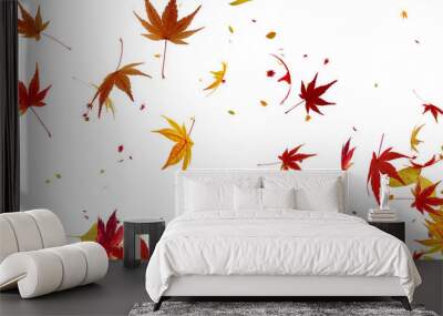 Autumn Flying leaves leaf 3D illustration background. Wall mural