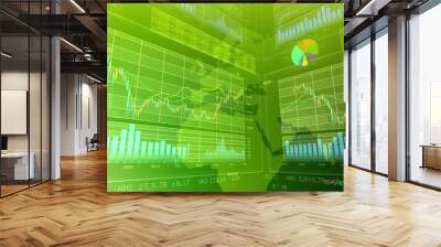 Business Data Graph finance Chart Bar 3D illustration background. Wall mural