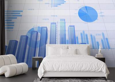 Business Economy Data Graph Chart Bar Growth Success 3D illustration background Wall mural