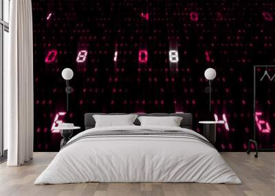 Digital World Data Space number digits text 3D illustration background. Wall mural